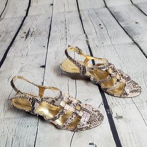 Laura Ashley Faux Snakeskin Wedged Sandal